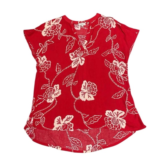 Fat Face Red Floral Printed Top Size US 6 - Picture 1 of 7